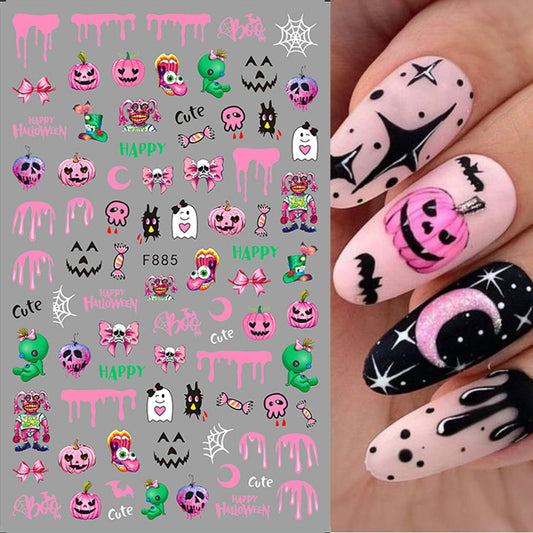 Dark Vampire Skull Funny Back Glue Nail Stickers