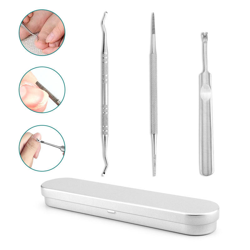 Ensemble d'outils pour ongles à double tête en acier inoxydable avec cuillère à rainure