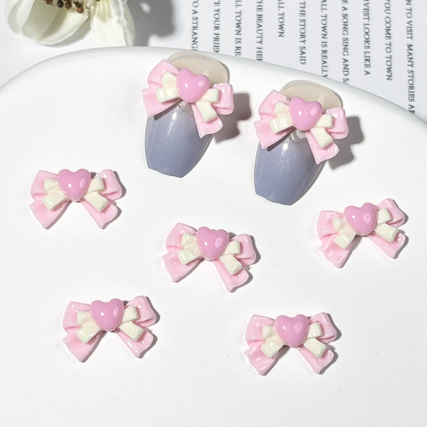 Dopamine Double Layers Loving Heart Bowknot Ornament Sailor Nail Care Nail Art