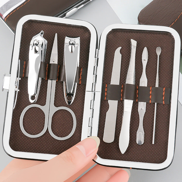 Coffret en cuir avec ciseaux et ensemble d'outils à ongles publicitaires imprimés