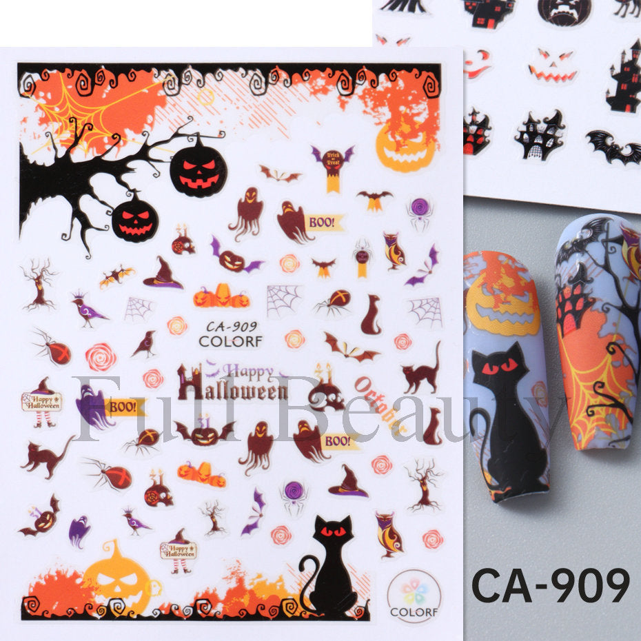 Halloween Pumpkin Head Bat Dark Cartoon Nail Stickers