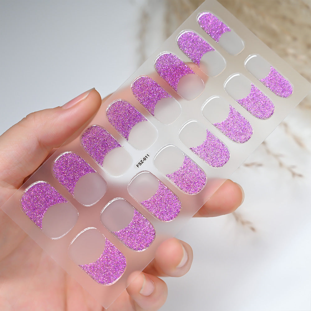 Glitter Gel Retro Sweet Cool Half Nail Stickers