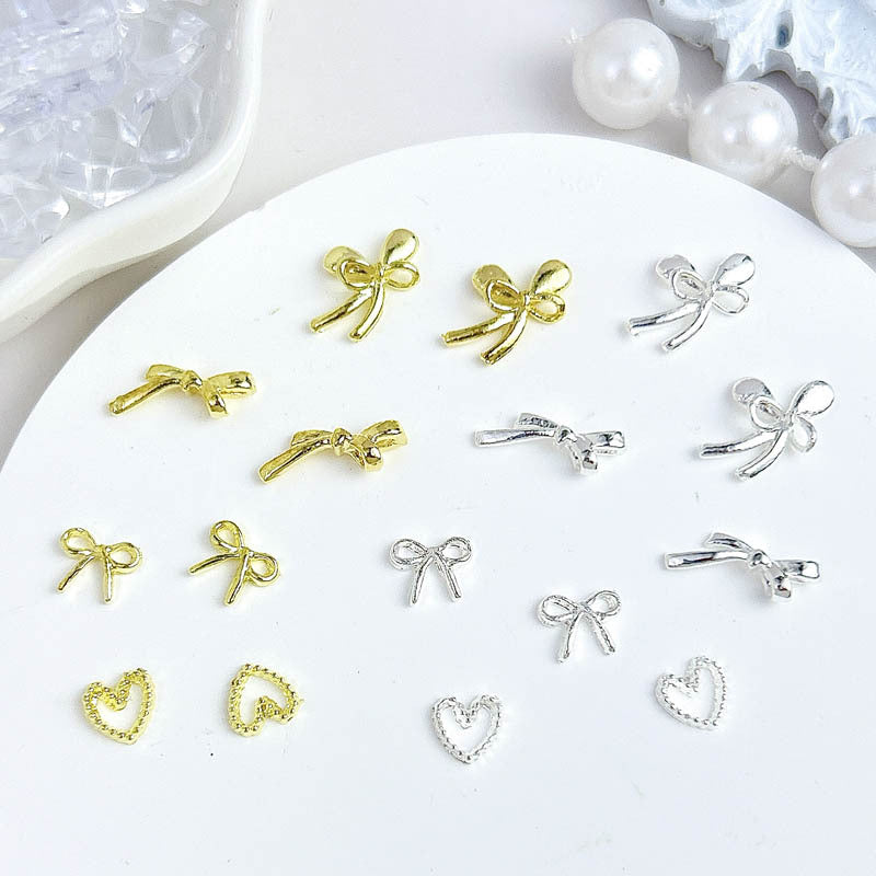 Bow Gold Sier Variety Ornament Affordable Nail Care Nail Art