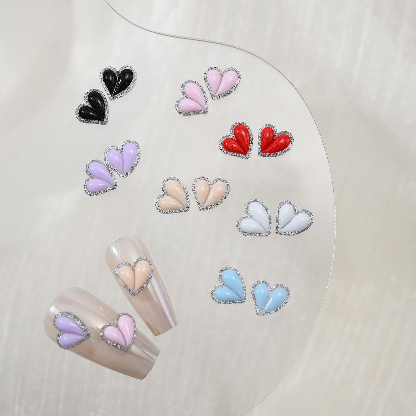 Luminous Love Heart Ornament Dopamine Three-dimensional Nail Care Nail Art