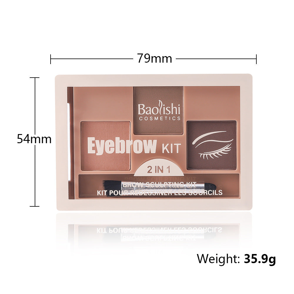 Kit de poudre à sourcils, plaque d'ombre à paupières tricolore, accessoires de maquillage pour les yeux