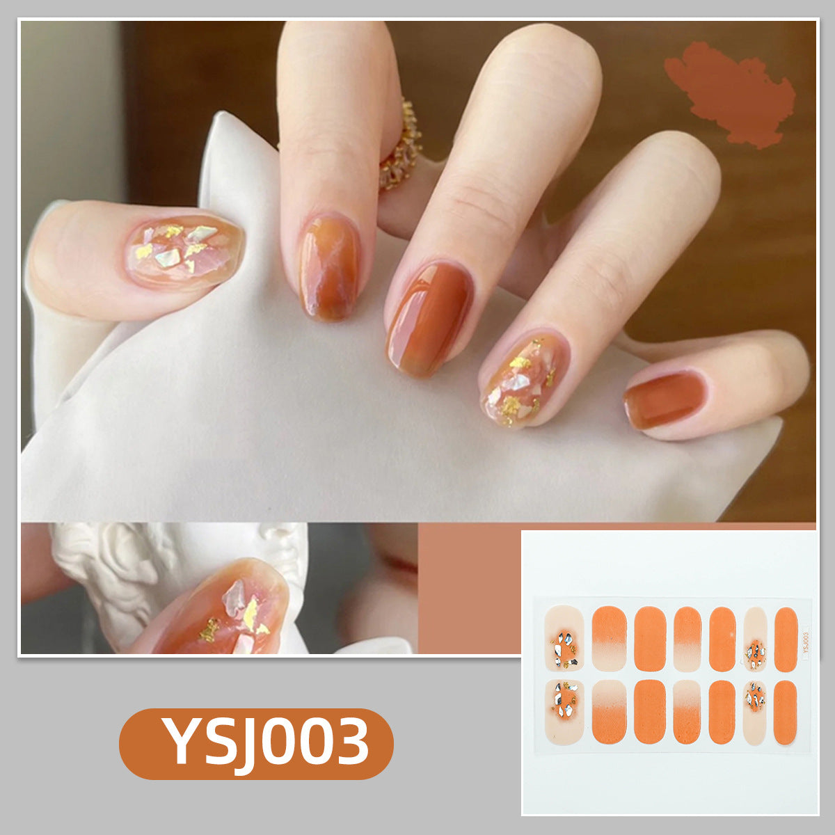 Gradient Bronzing Paper Tulip Cartoon Cute Nail Stickers