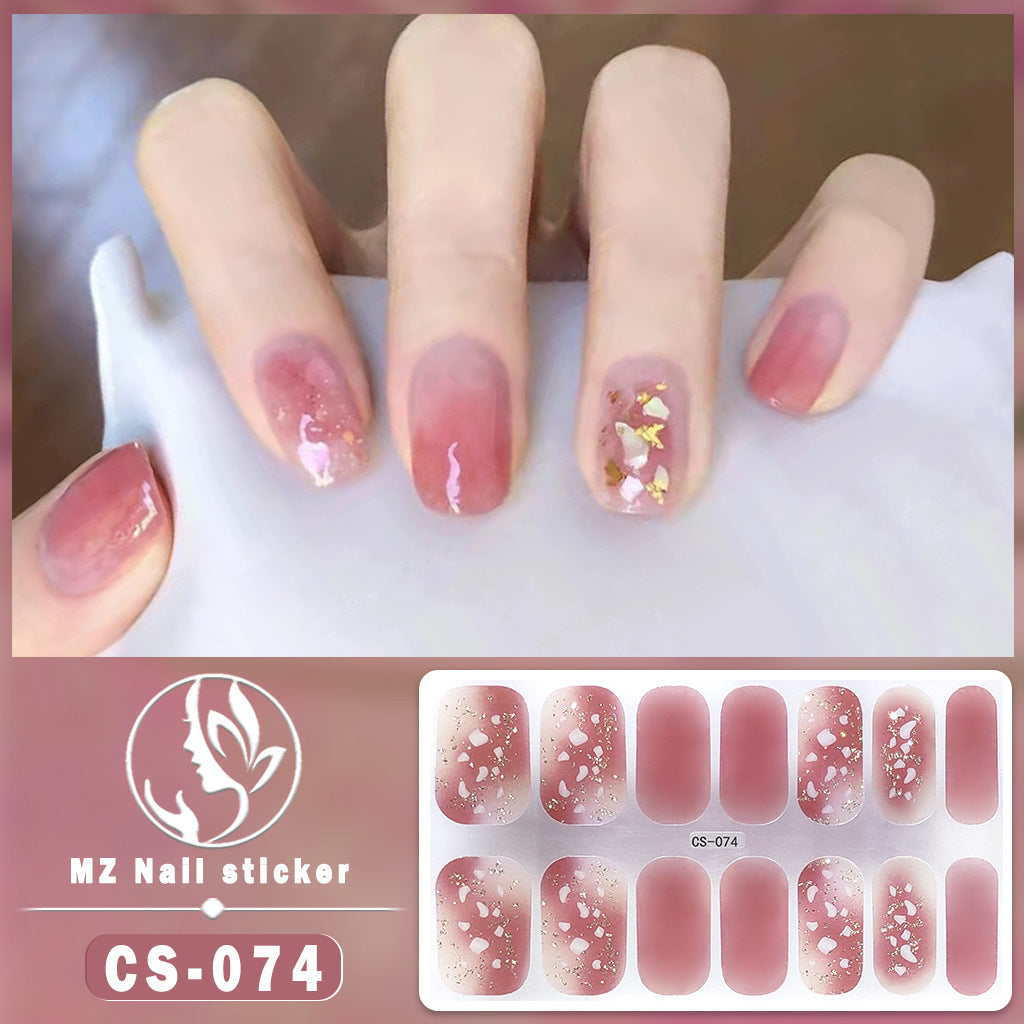 Autocollants pour ongles en gel imperméables avec motif floral à carreaux