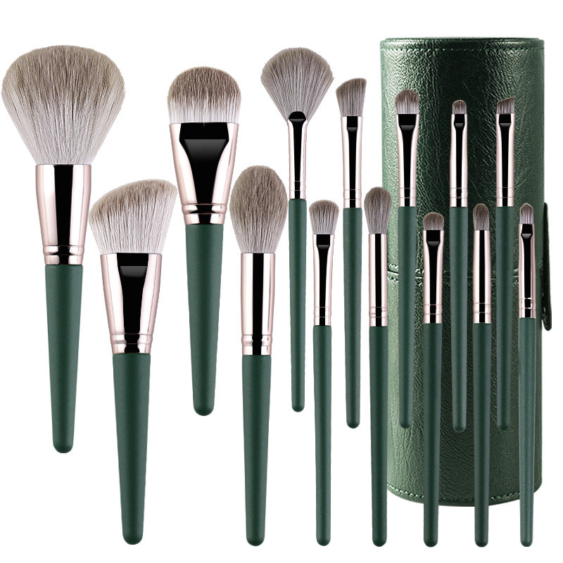 Green Cloud Brush Suit Soft Wooden Handle Beauty Makeup Brushes Accessories