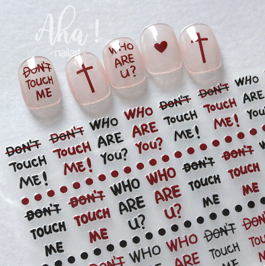 Fashion Cross Paper English Letters Ornament Nail Stickers