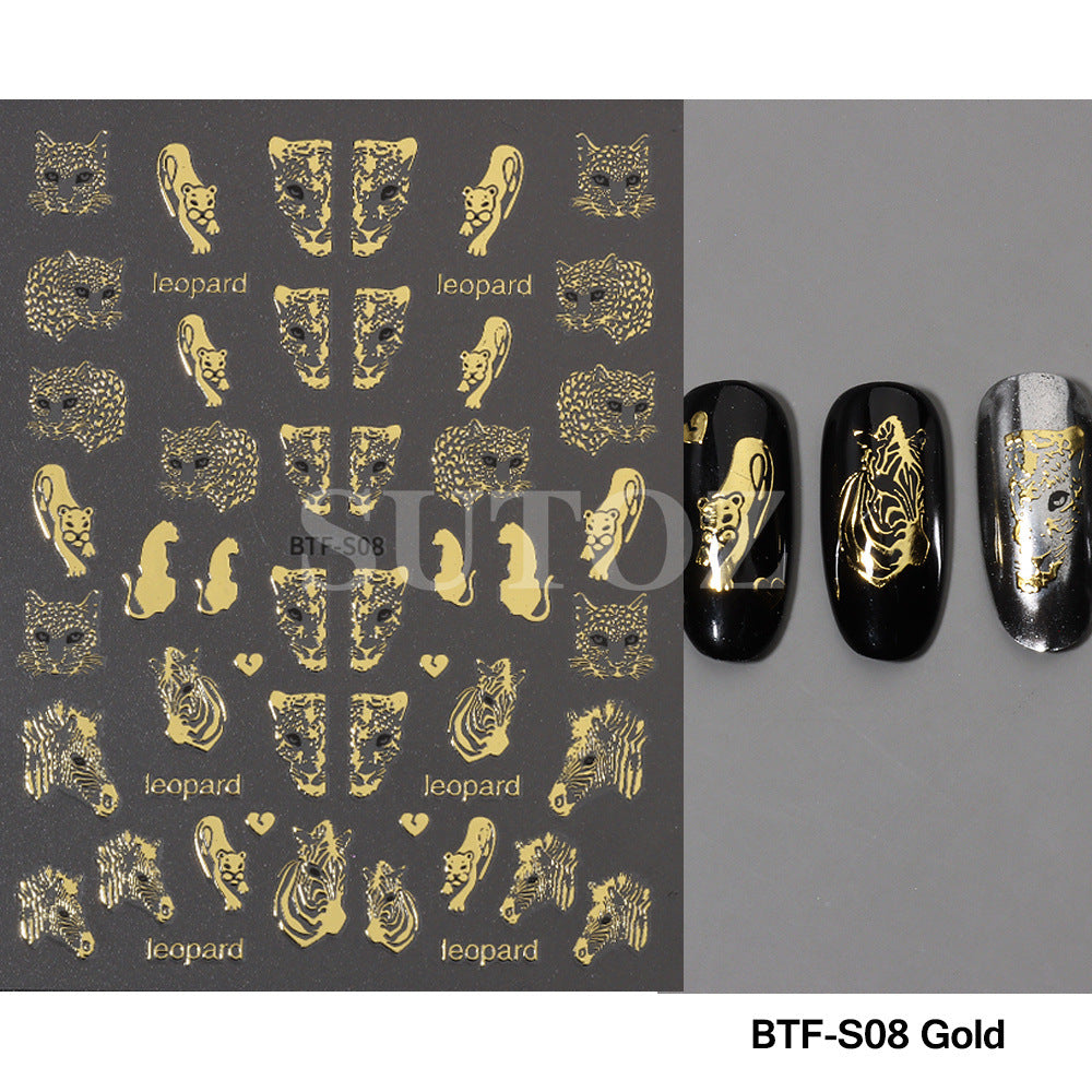 Hot Tiger Head Cheetah Zebra Back Nail Stickers