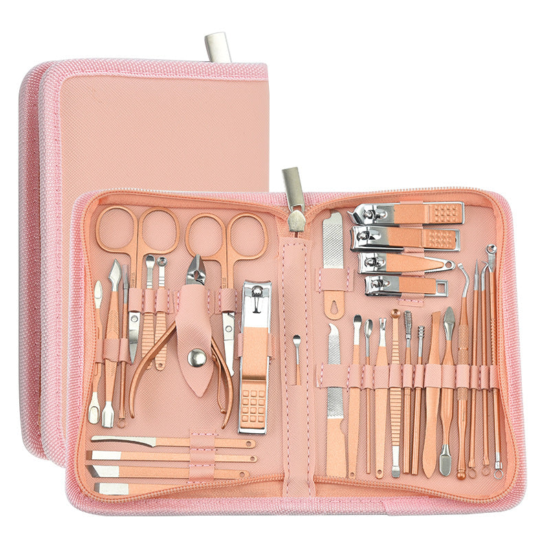 Ensemble d'outils de manucure en acier inoxydable avec ciseaux et coupe-ongles