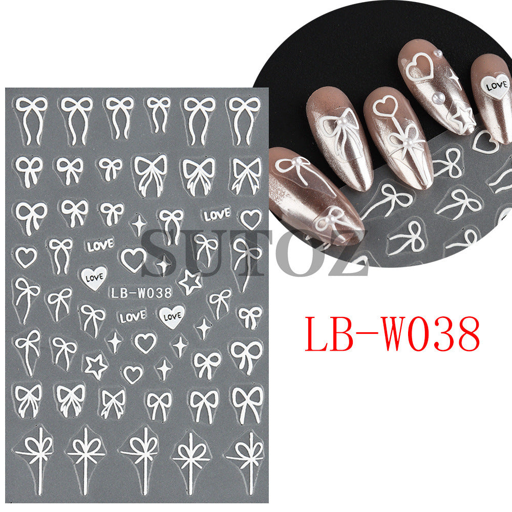 Day French Pure Desire Bow Love Nail Stickers