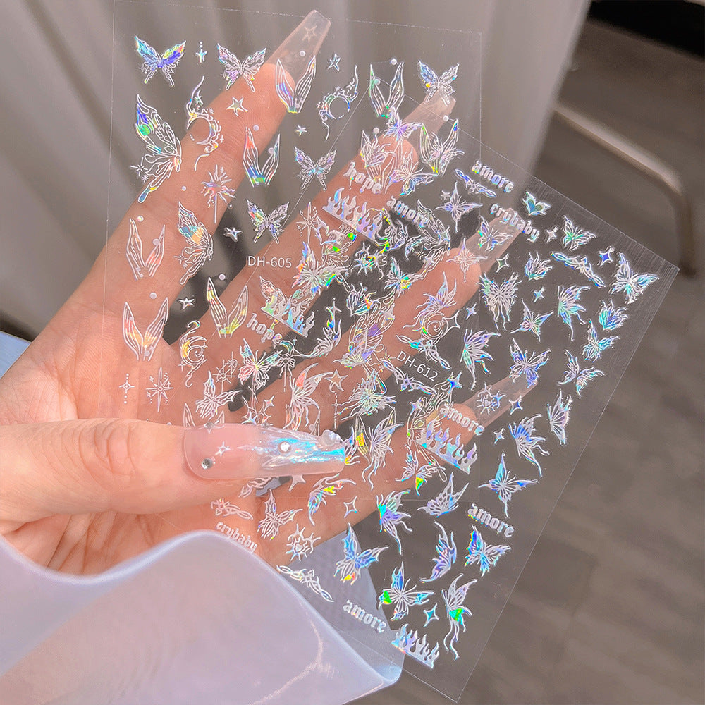 Butterfly Tail Clear Flexible Shell Light Fairy Nail Stickers