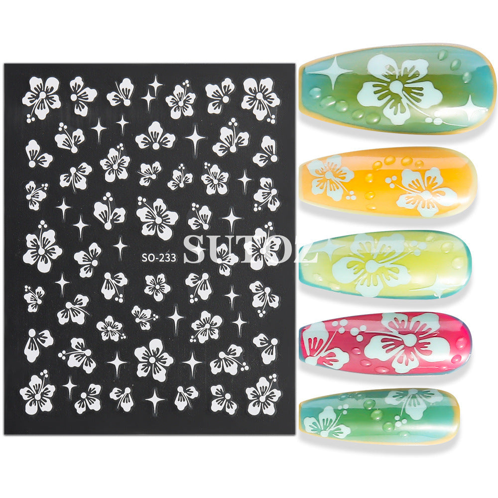 Summer Fresh Romantic Cherry Blossoms Back Nail Stickers