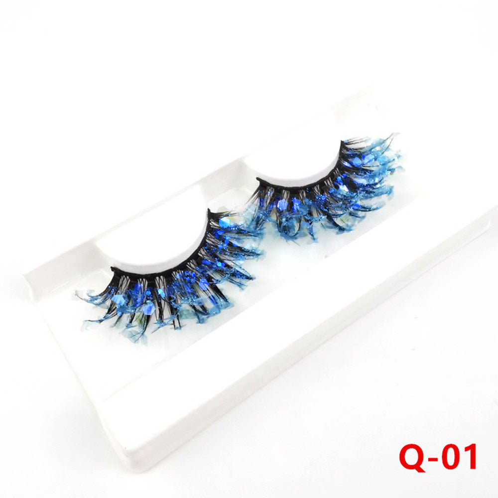 Fluorescent Luminous Sequins Eyelashes Color Thick False Lashes