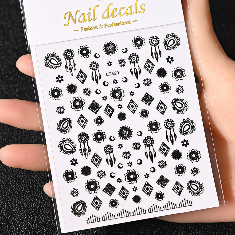 Cardboard Style Beautiful Laser Sier Heart-shaped Nail Stickers