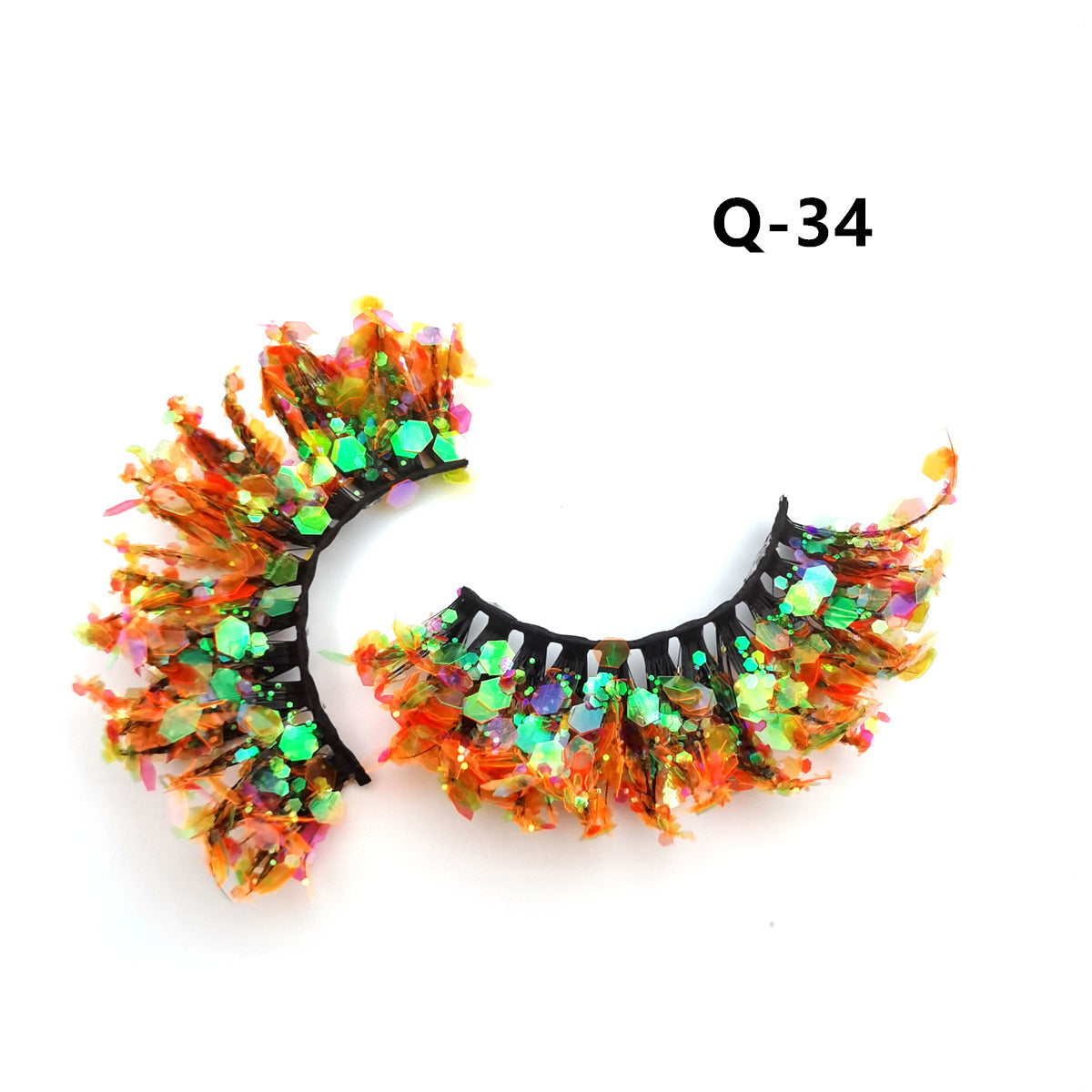 Fluorescent Luminous Sequins Eyelashes Color Thick False Lashes