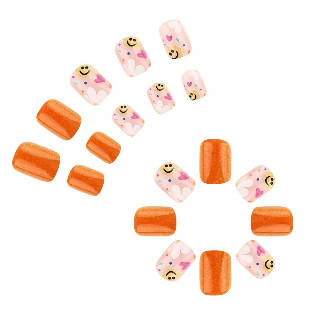 Nail Art Simple Love French Wear Fleur Smiley Orange