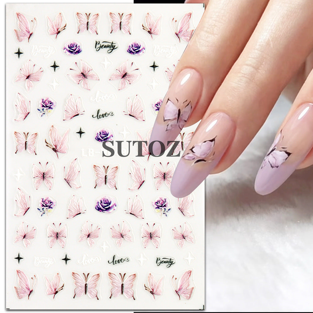 Fresh Style Little Daisy Butterfly Thin Tough Nail Stickers