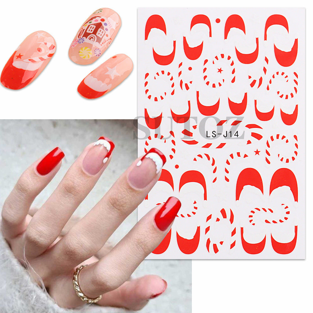 Manicure Cartoon Christmas Tree Gloves Bell Nail Stickers