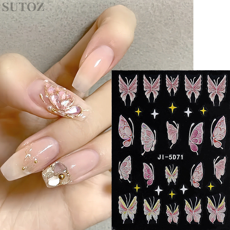 Dream Ice Relief Three-dimensional Butterfly Rabbit Nail Stickers