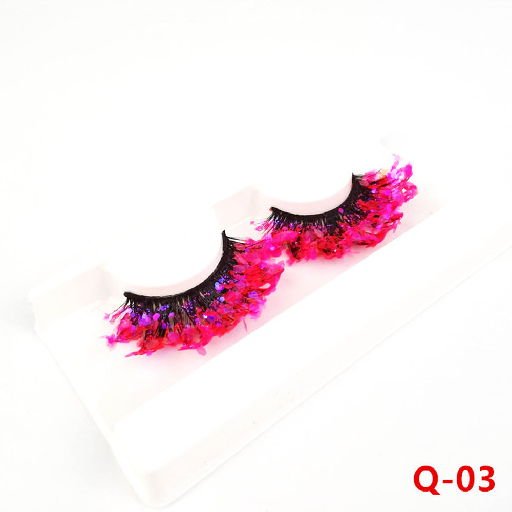 Fluorescent Luminous Sequins Eyelashes Color Thick False Lashes