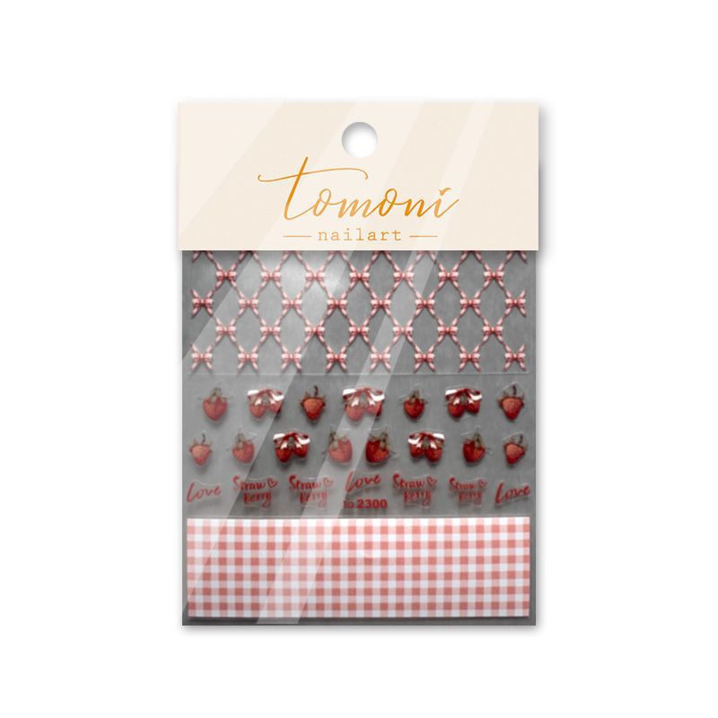 Embossed Hot Cute Strawberry Rabbit Ornament Nail Stickers