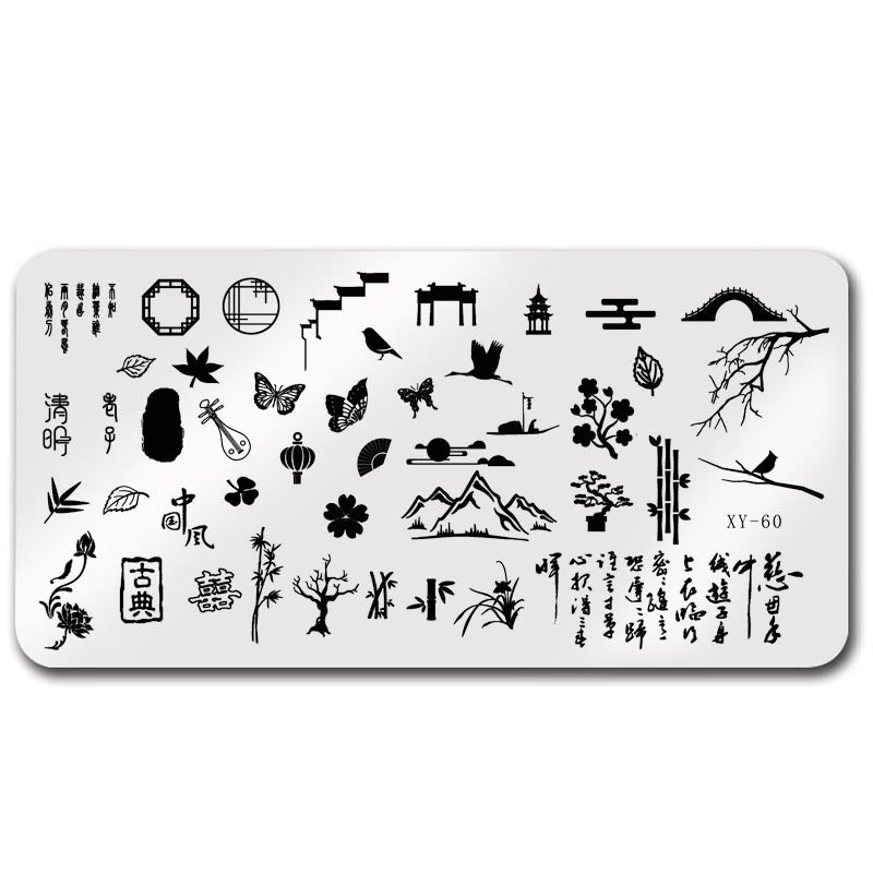 Plate Rectangle Transfer Print Template Christmas Snowflake Nail Tool Set