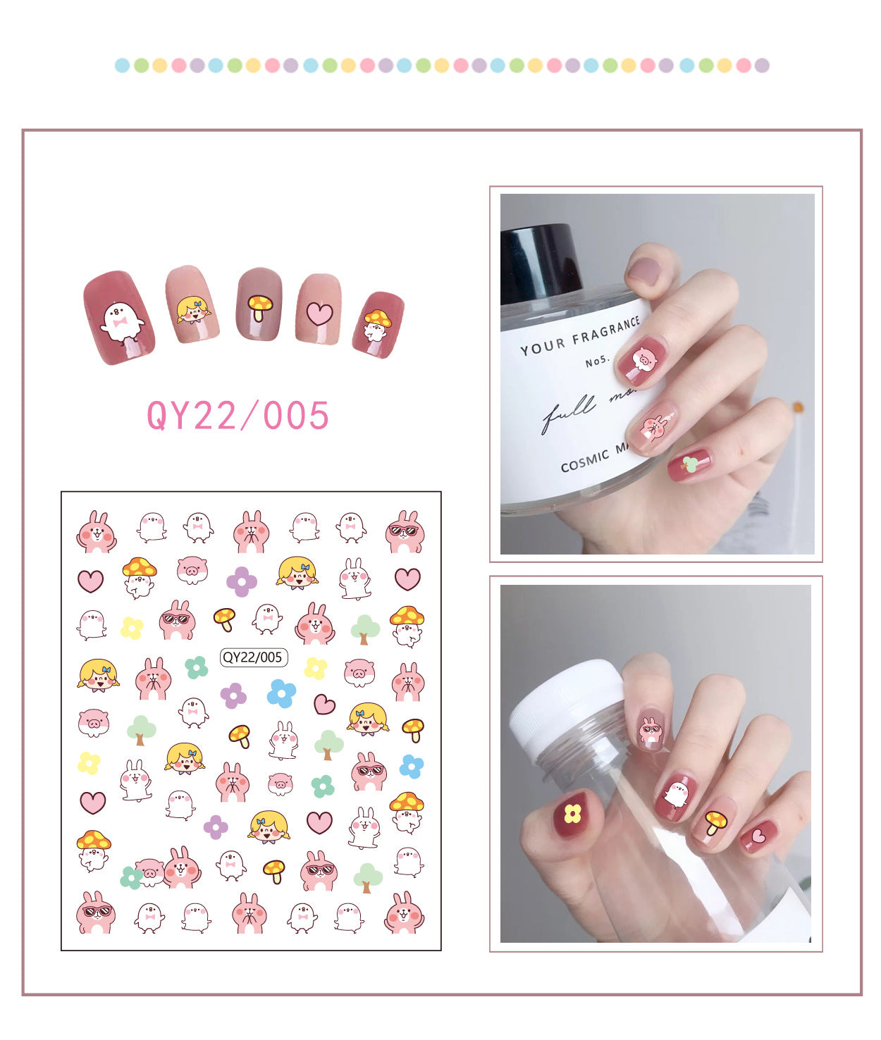 Little Bear Cartoon Cute Animal Unicorn Nail Stickers