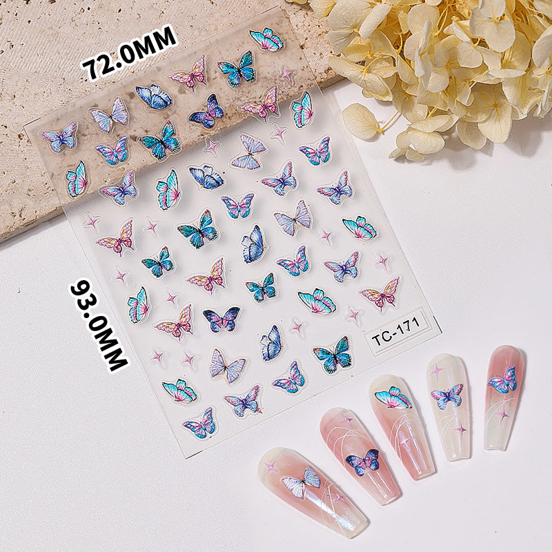 Rose Butterfly Three-dimensional Relief Wind Simple Nail Stickers