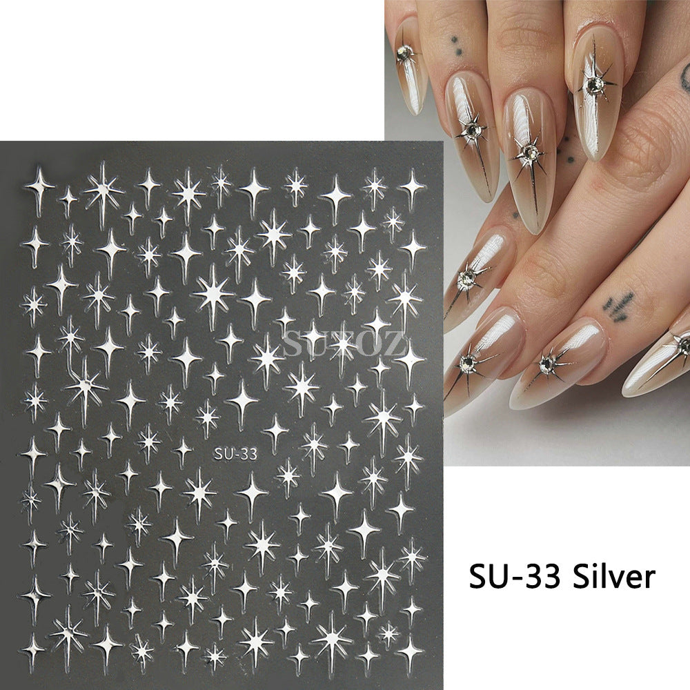 Pure Desire Four Stars Modeling Back Nail Stickers