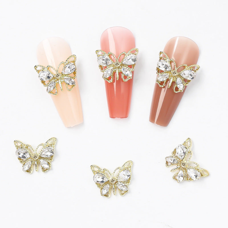 Light Luxury Cat Butterfly Ornament Gold Sier Nail Care Nail Art