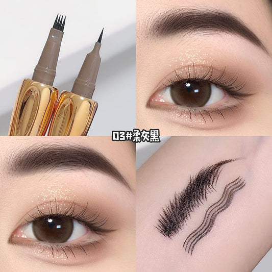 Crayon à sourcils à quatre fourches, liquide, imperméable, maquillage pour les yeux, accessoires