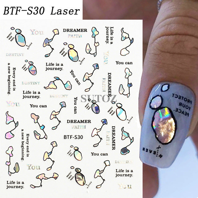 Irregular Lines Hand Painted Flat Back Nail Stickers