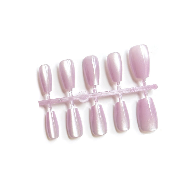 Nail Art romantique violet de couleur unie de chat d'aura d'essence de perle