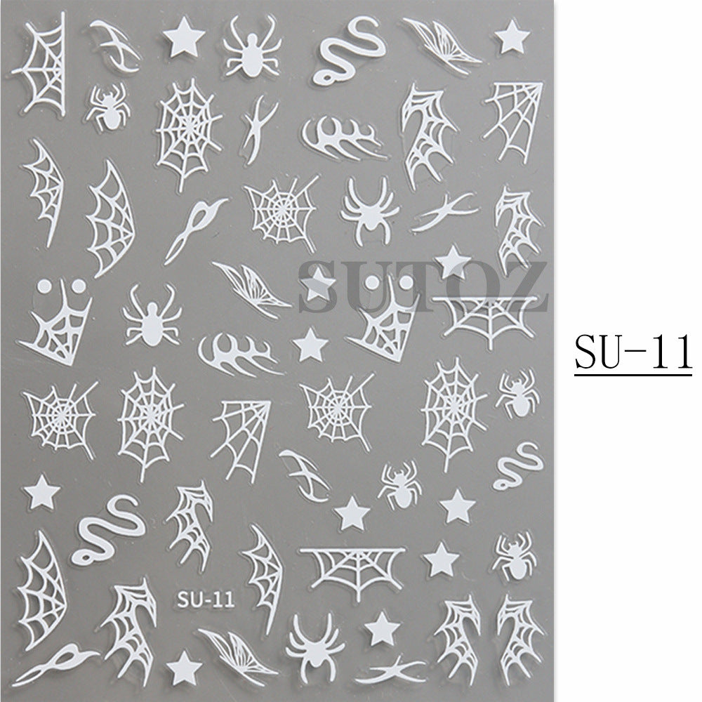 Popular Spider Web Witch Little Black Nail Stickers