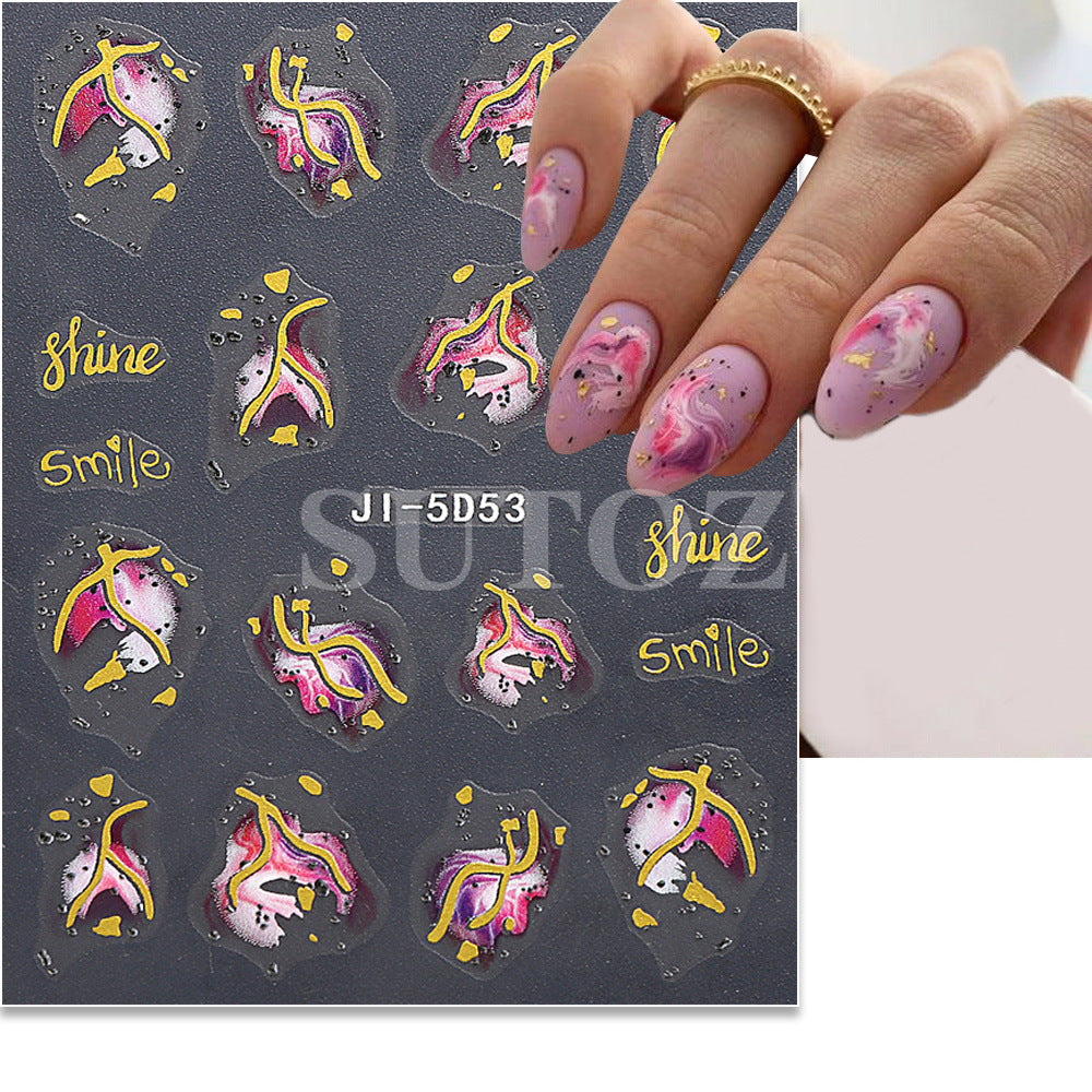 Summer Deep Sea Blooming Relief Three-dimensional Manicure Nail Stickers