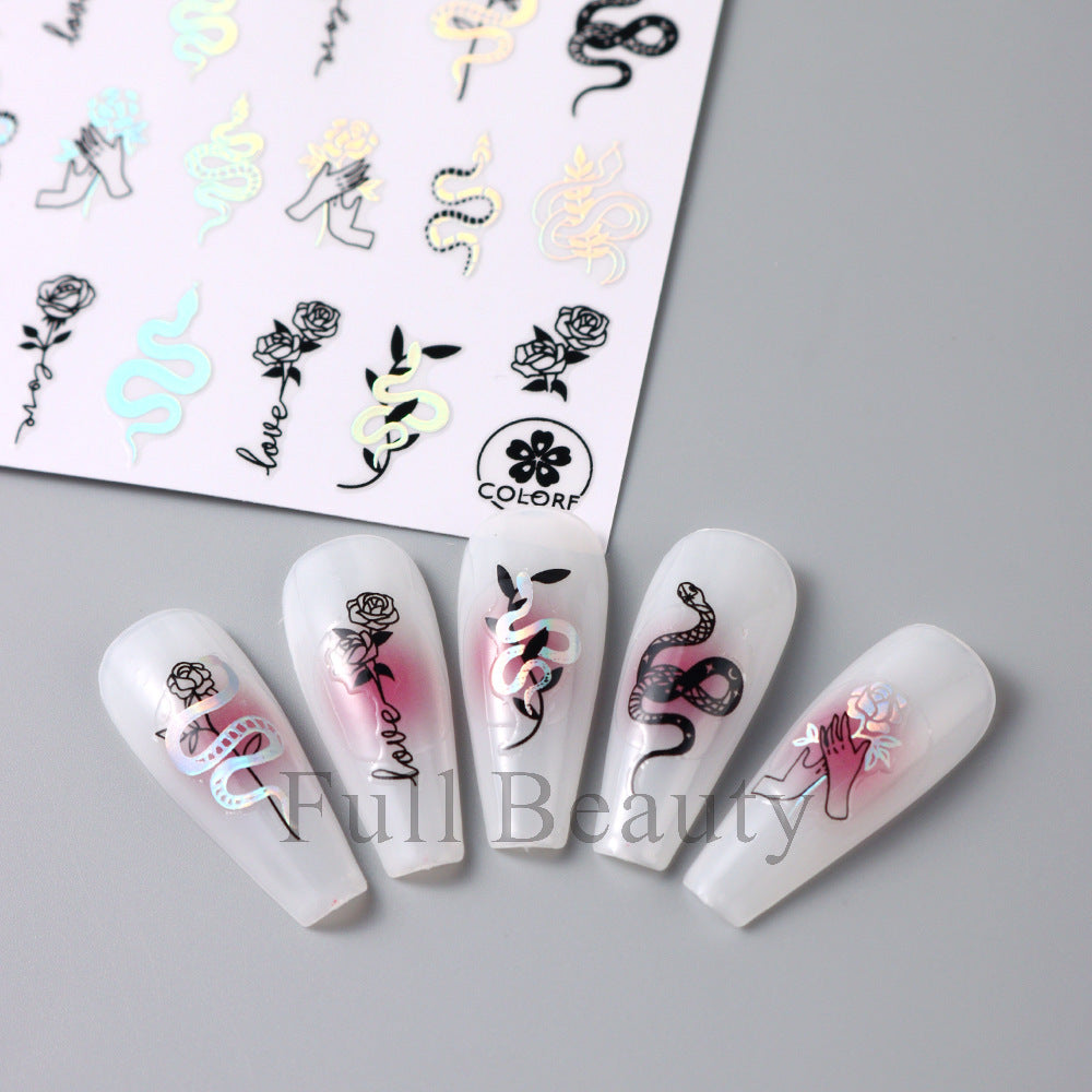 Durable Golden Moon Line Series Adhesive Nail Stickers