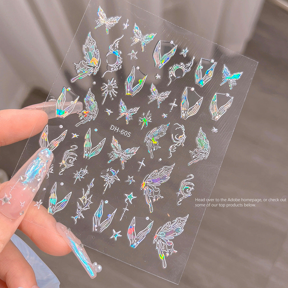 Butterfly Tail Clear Flexible Shell Light Fairy Nail Stickers