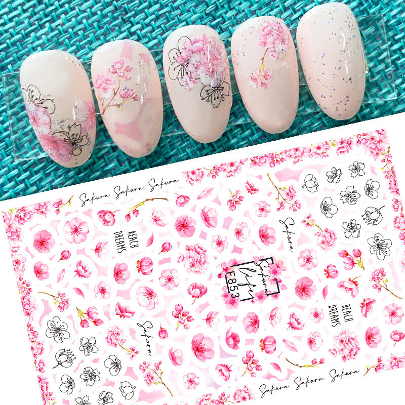 Gummed Little Flower Colorful Small Floral Nail Stickers