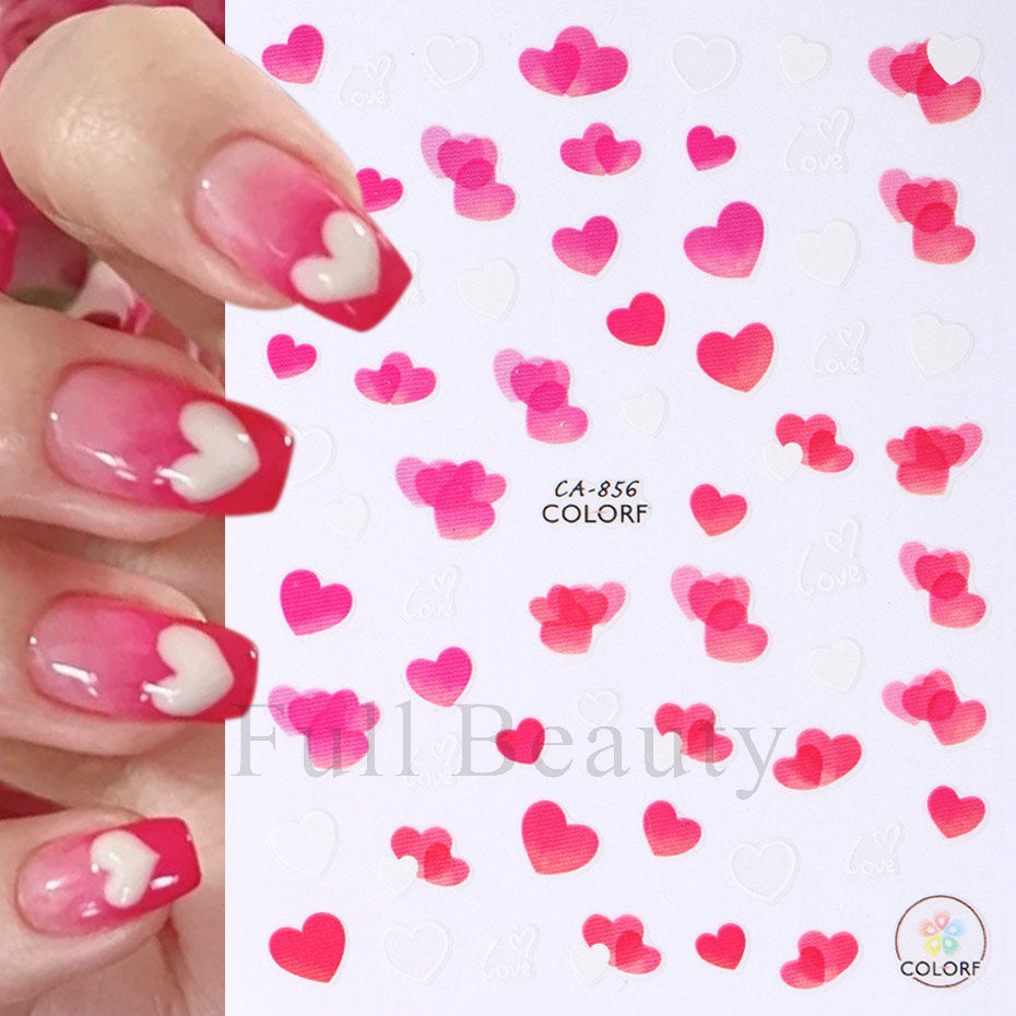 Autocollants pour ongles avec lettres d'amour et nœud rose pour la Saint-Valentin