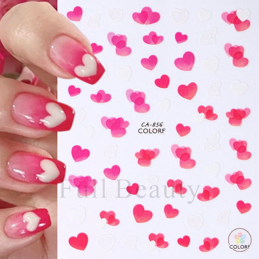 Autocollants pour ongles avec lettres d'amour et nœud rose pour la Saint-Valentin