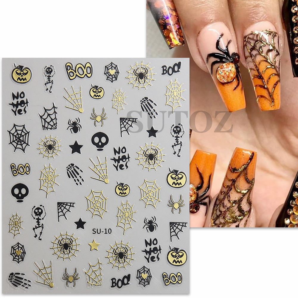 Popular Spider Web Witch Little Black Nail Stickers