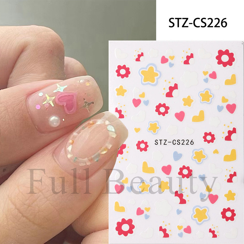 Retro Gentle Floral Vintage Begonia Adhesive Nail Stickers