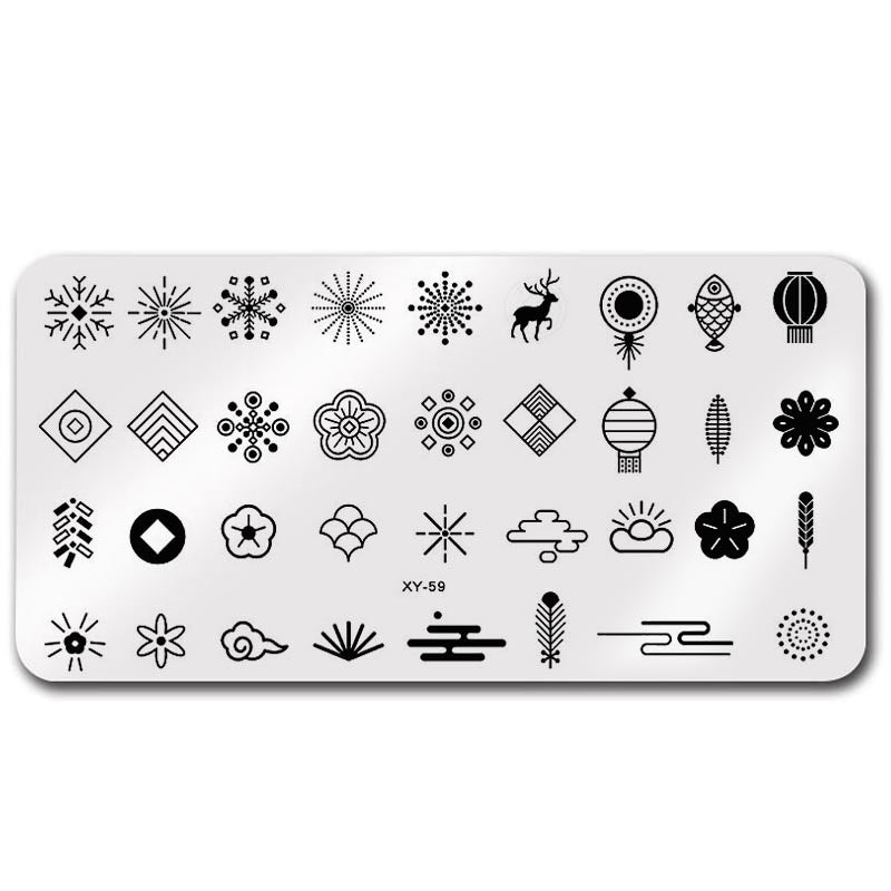 Plate Rectangle Transfer Print Template Christmas Snowflake Nail Tool Set