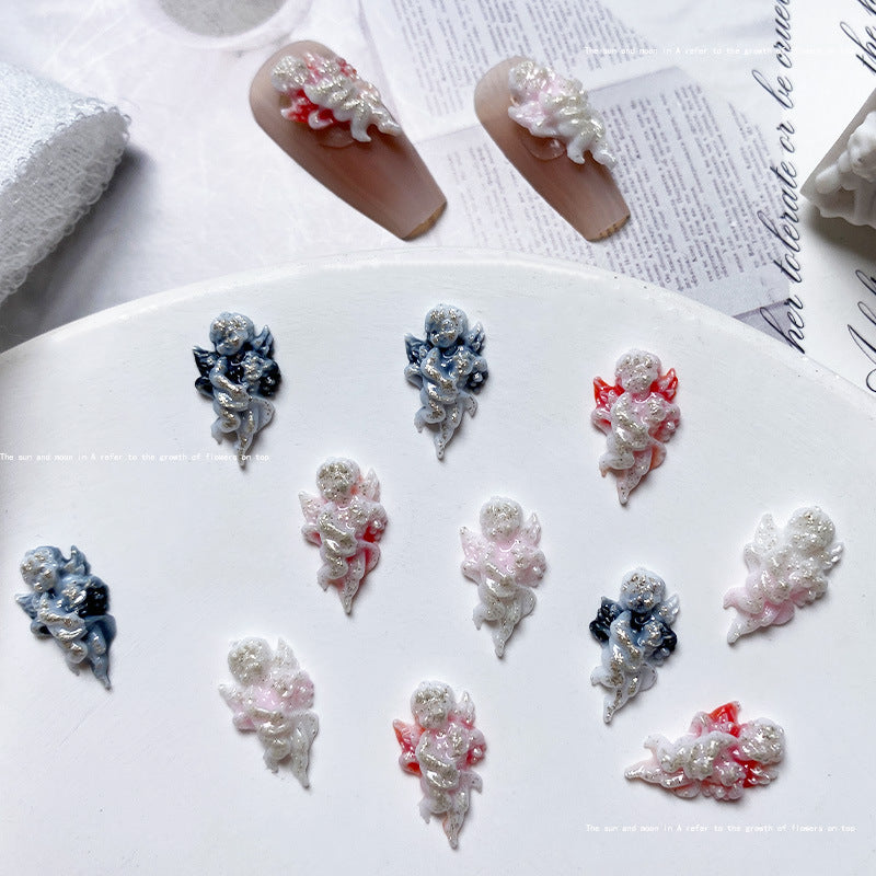 Relief Angel Ornament French Fingernail Decoration Nail Care Nail Art