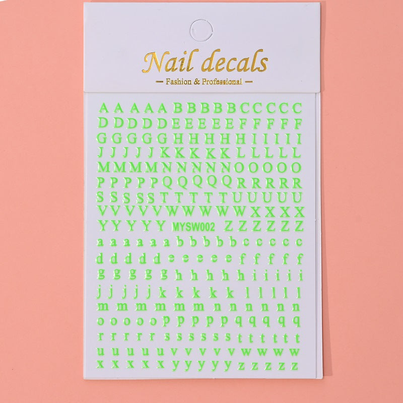 Simple Uppercase Lowercase Letters Laser Gold Nail Stickers