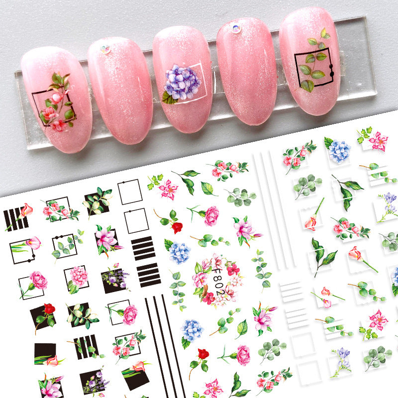 Personalized Artistic Flower Head Portrait Bee Nail Stickers