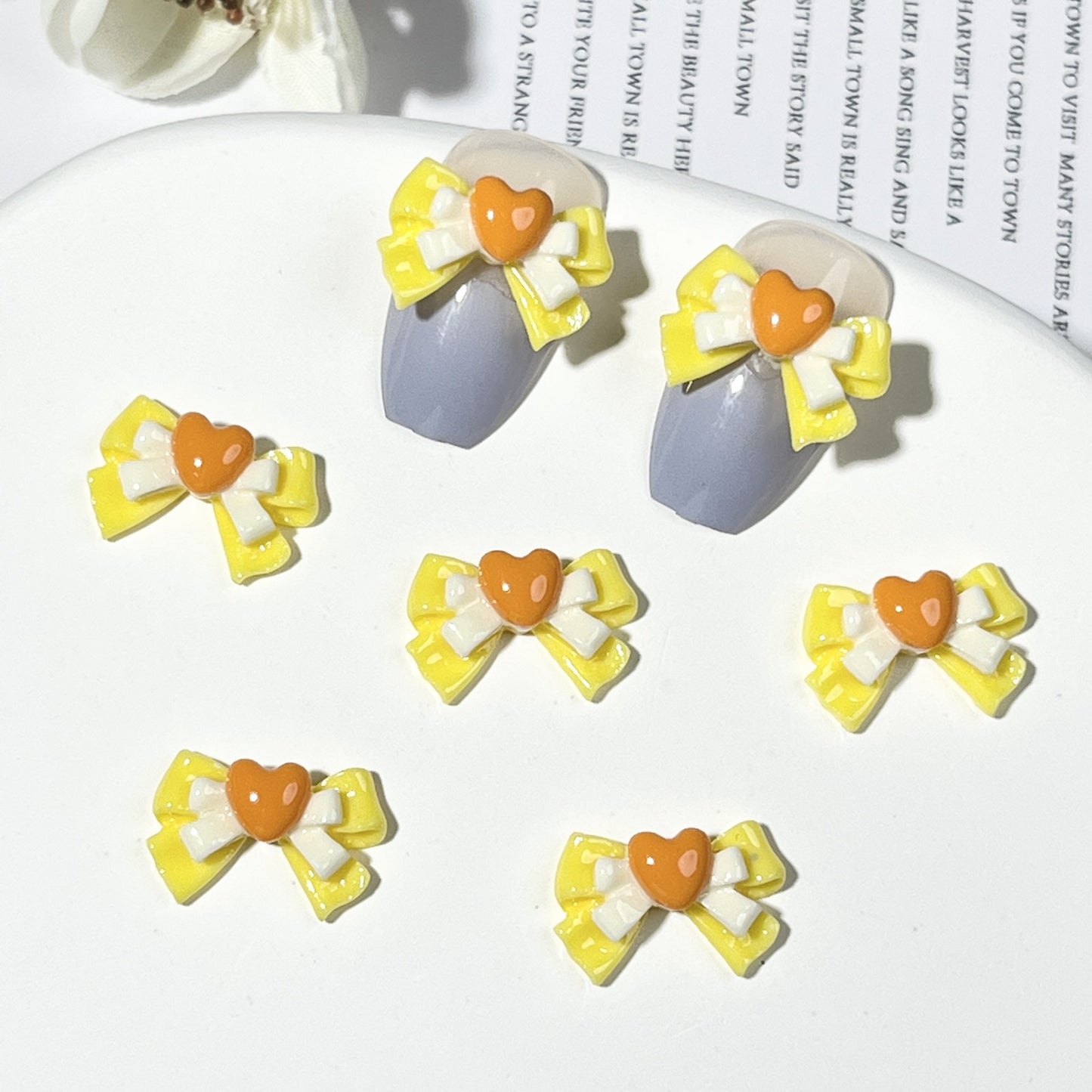 Dopamine Double Layers Loving Heart Bowknot Ornament Sailor Nail Care Nail Art