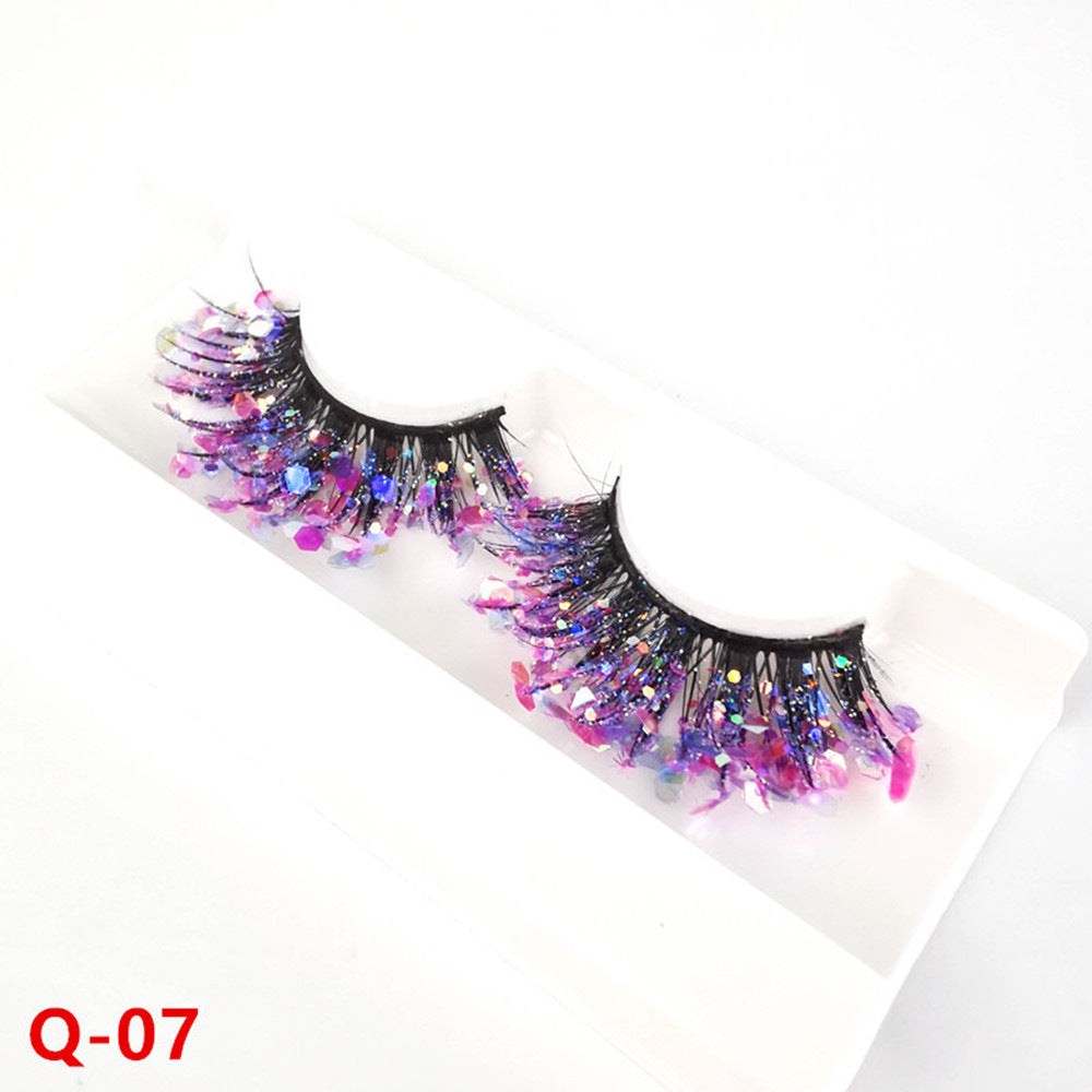 Fluorescent Luminous Sequins Eyelashes Color Thick False Lashes